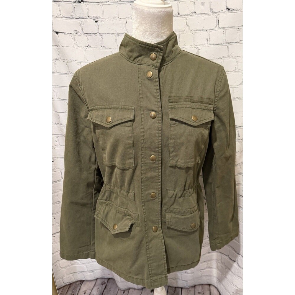 Gap Jacket Womens XS Army Green Classic Utility Snap Cinch Waist Military Field